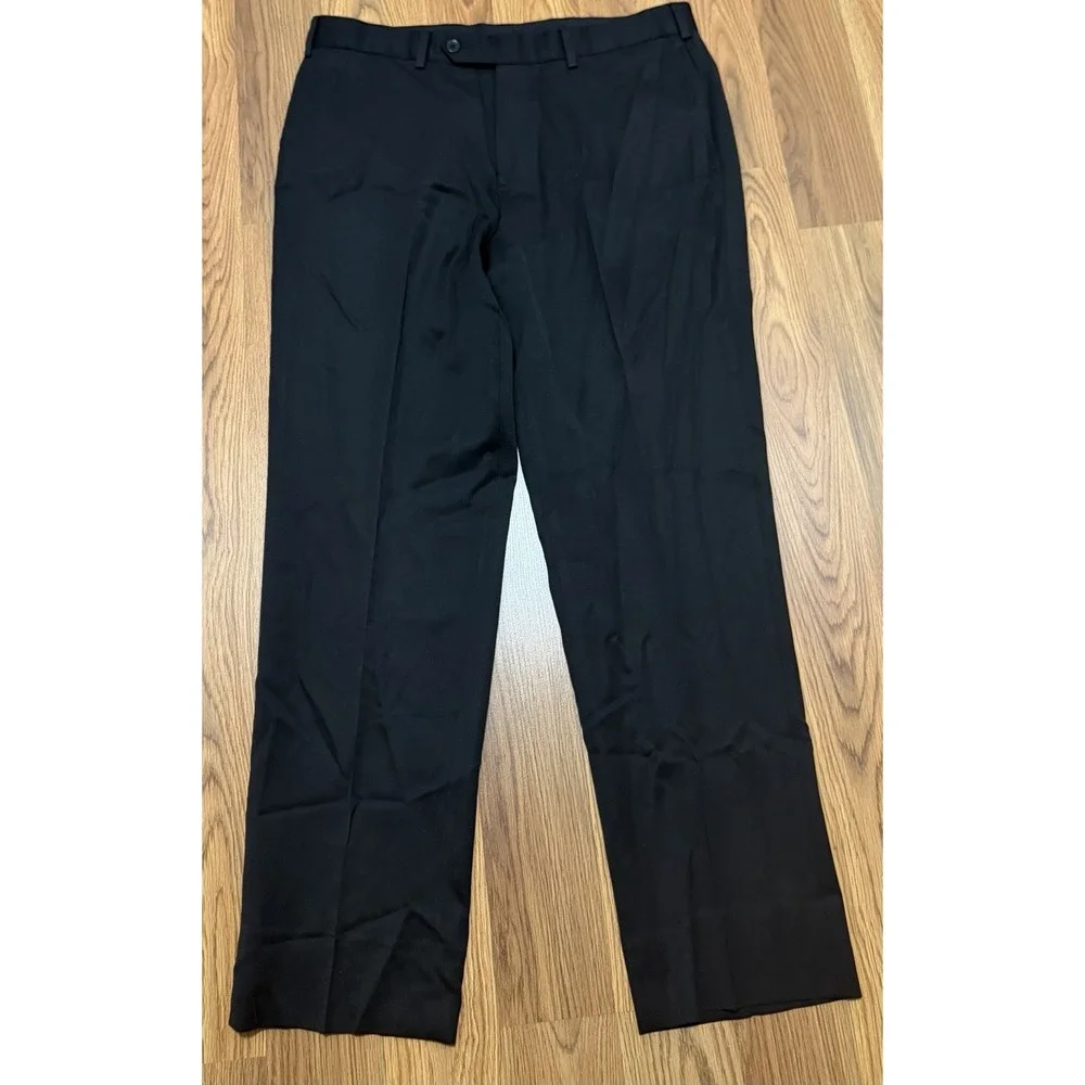 Brooks Brothers Madison Dress Pants Mens 35x29 Black Flat Front